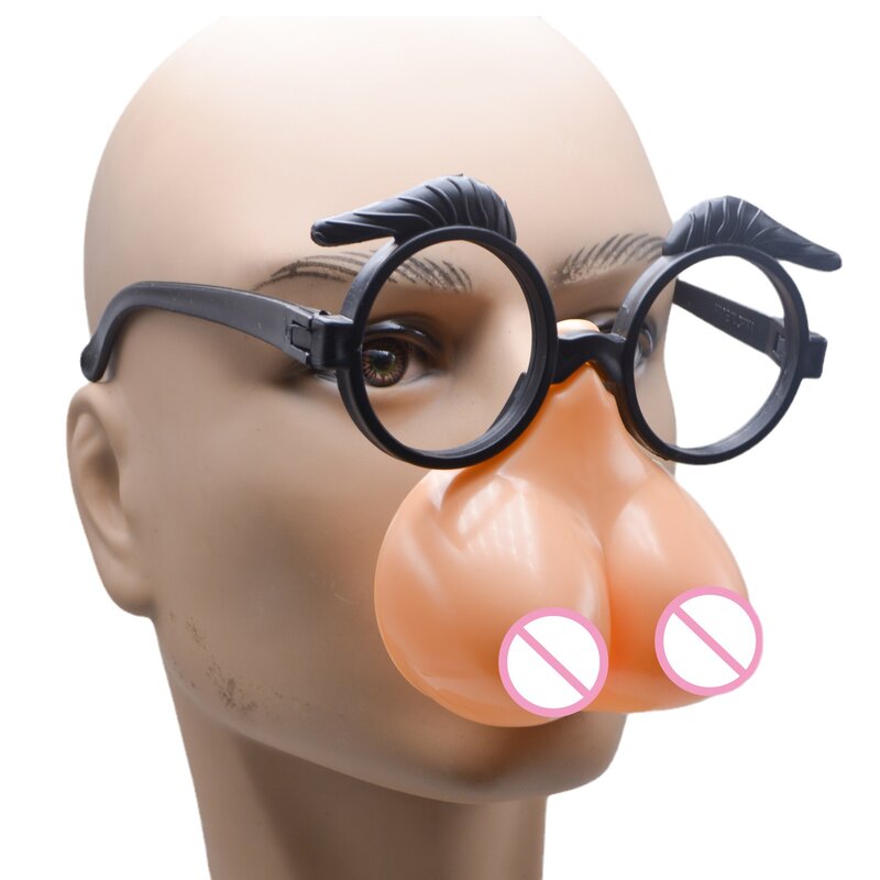 Divertenti occhiali erotici sul petto Bar KTV oggetti di scena per addio al nubilato Spoofing tutta la persona occhiali femminili in plastica