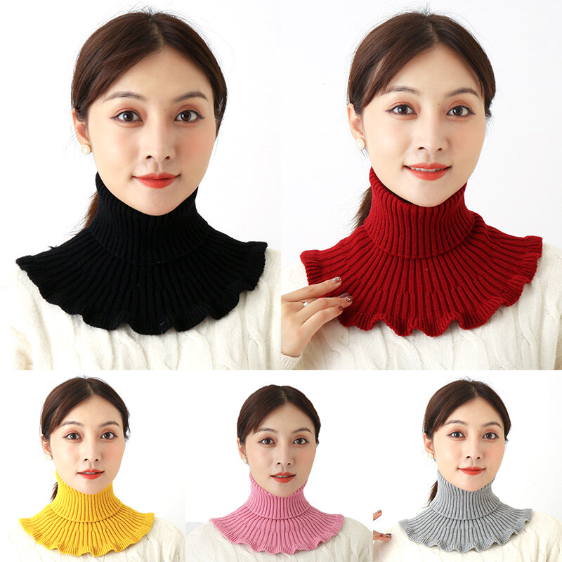 Winter Knitted Fake Collar Scarf Knitted Men Women Elastic Bib Warm Thickened Windproof Cycling Detachable Wrap Scarf