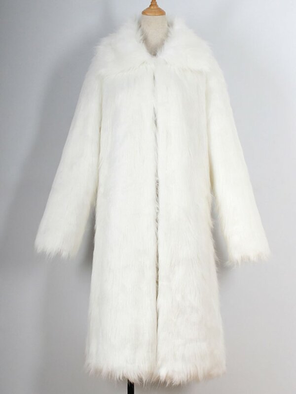 여성용 내추럴 컬러 모피 코트, 인조 모피 롱 재킷, 두껍고 따뜻한 푹신한 트렌치 오버코트, 남성 겨울