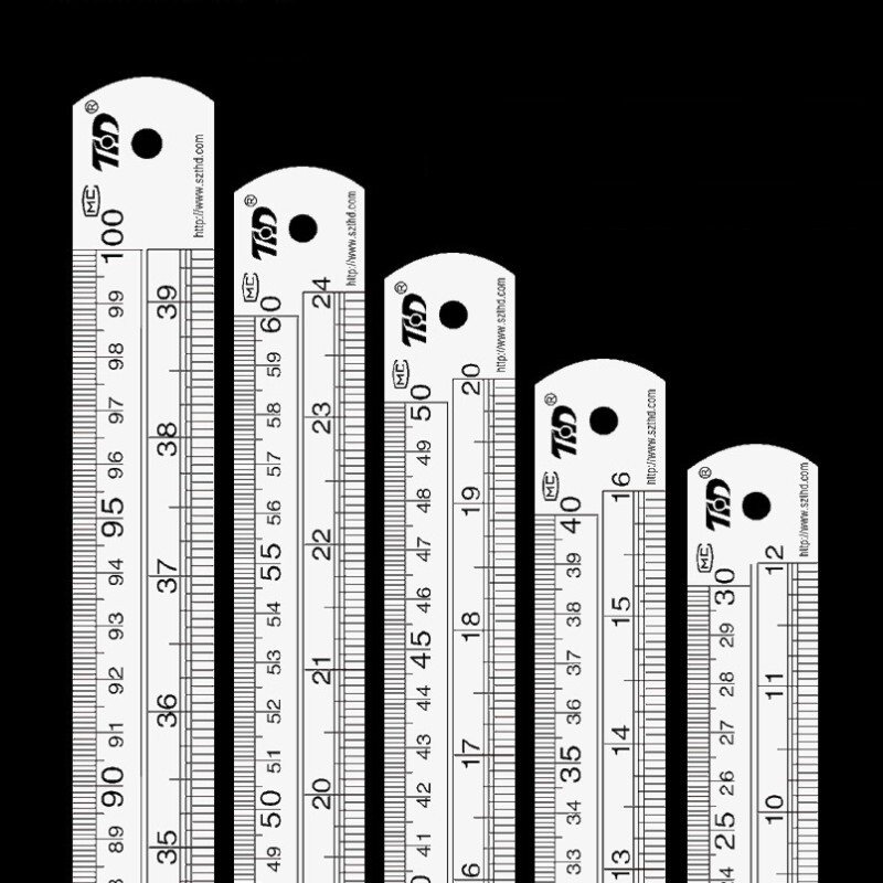 Двусторонняя прямая Линейка из нержавеющей стали, точный измерительный инструмент с метрическими линиями, 15 см/6 дюймов 30 см/12 дюймов, школьные и офисные принадлежности
