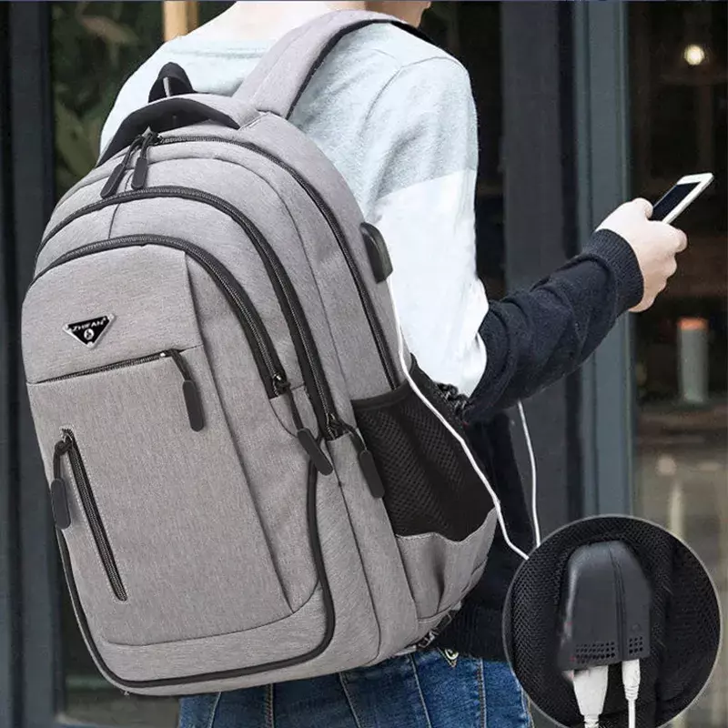 Oxford High School Men Bags Capacity Boy Gril Backpack Backpack College Black Laptop Backpacks Solid Teen 15.6 Student Large