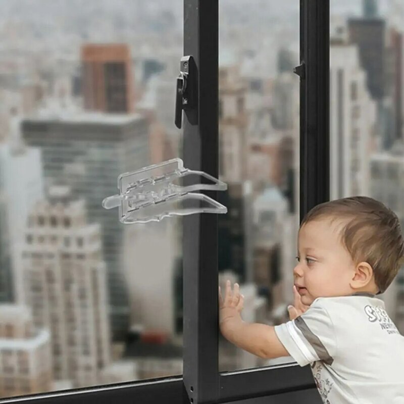 Cerradura de seguridad de plástico antipellizco para el hogar, forma de mariposa, bloqueo de límite de ventana, bloqueo de seguridad para bebés, Tope de puerta