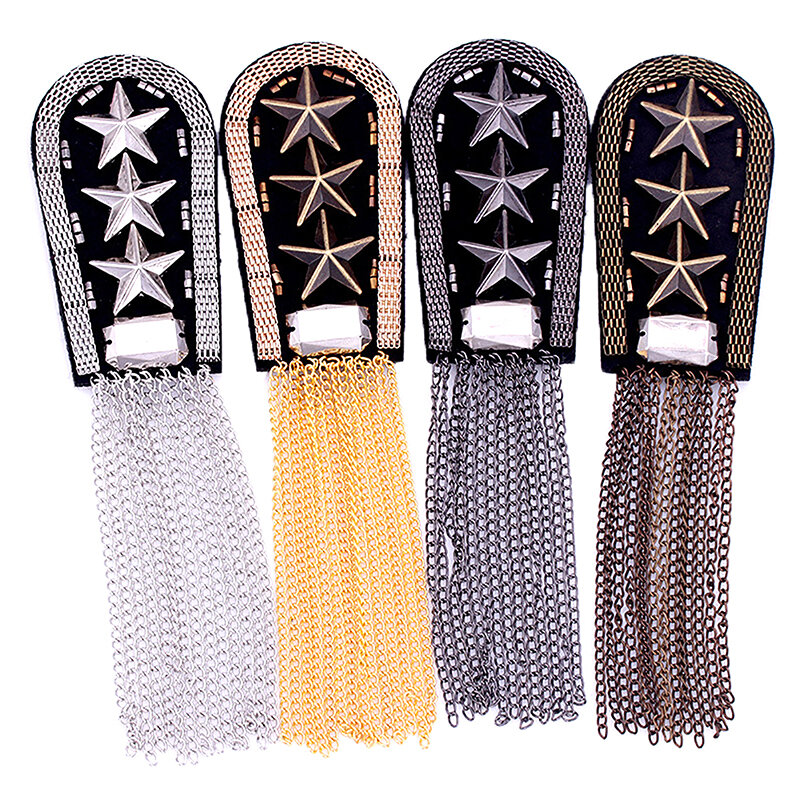 Five-pointed Star Tassel Epaulet Rhinestone Shoulder Board Costume Shoulder Badge Decor For Man Women