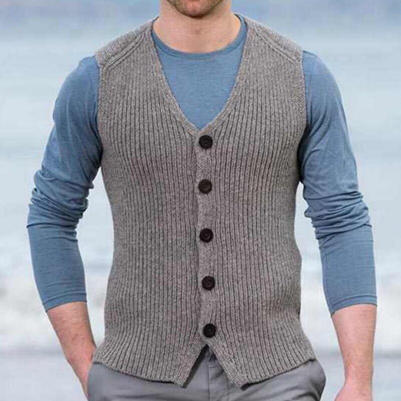 Men's Sweater Cardigan Vest 2023 Autumn And Winter New Solid Color Slim Casual Large Size Sweater