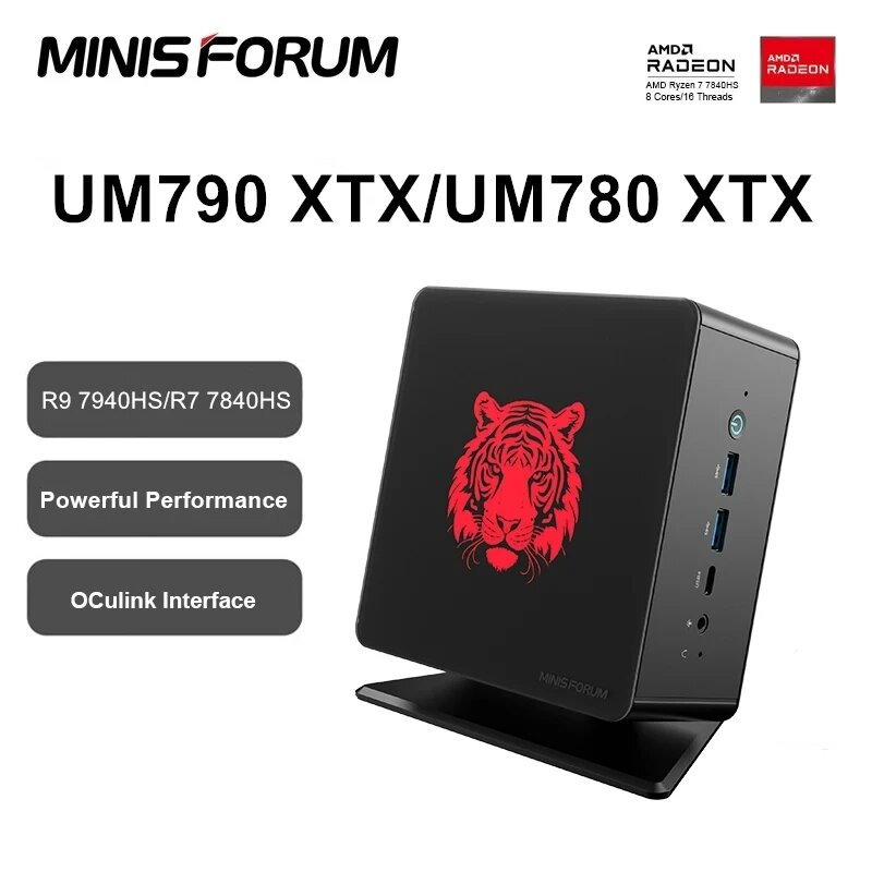 UM790 UM780 Pro XTX мини-ПК для геймеров AMD Ryzen 9 7940HS 7840HS 2 * DDR5 5600 МГц 2 * PCIE4.0 2 * USB4.0 Windows 11 NUC WiFi6E