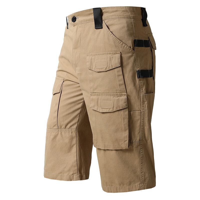 Pantalones cortos de algodón tácticos militares para hombres, pantalones cortos sueltos de talla grande para correr, múltiples bolsillos, recreación atlética al aire libre