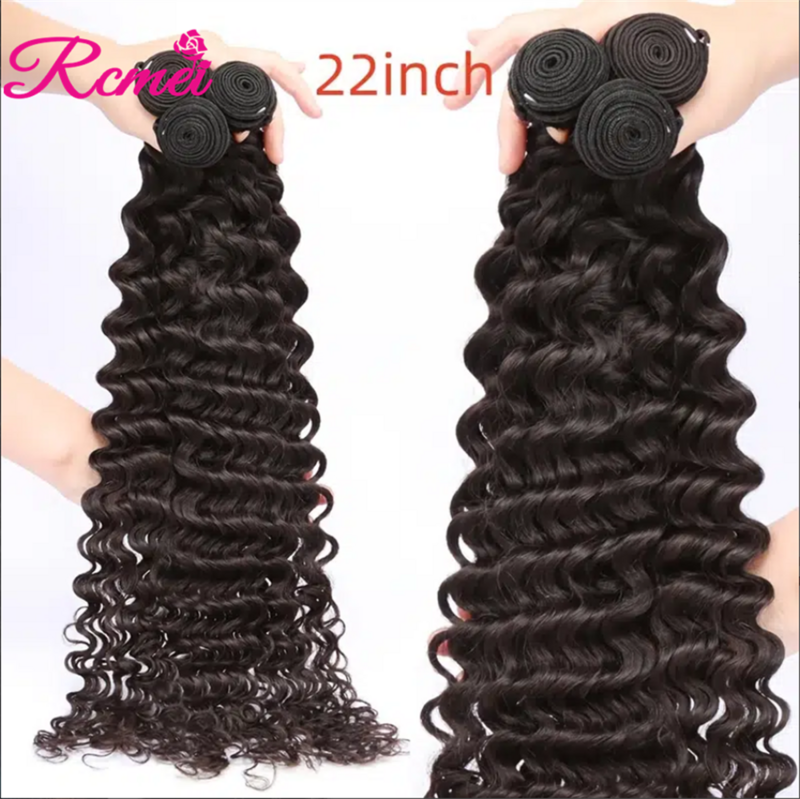 Bundles Deep Wave pour femmes noires, tissage de cheveux brésiliens, extensions de cheveux Remy, 100% cheveux humains, 10A, 26 po, 32 po