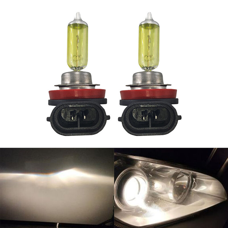 Halogen Bulb Headlights 360 Degrees Aluminum Alloy Car Accessories Replacement Simple Design YellowDaytime Running Light