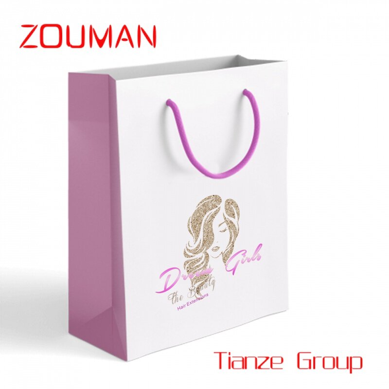 Custom , Custom Printed Your Own Logo Fancy Shopping Paper Bag Gift Food Grocery Paper Bags with Handle