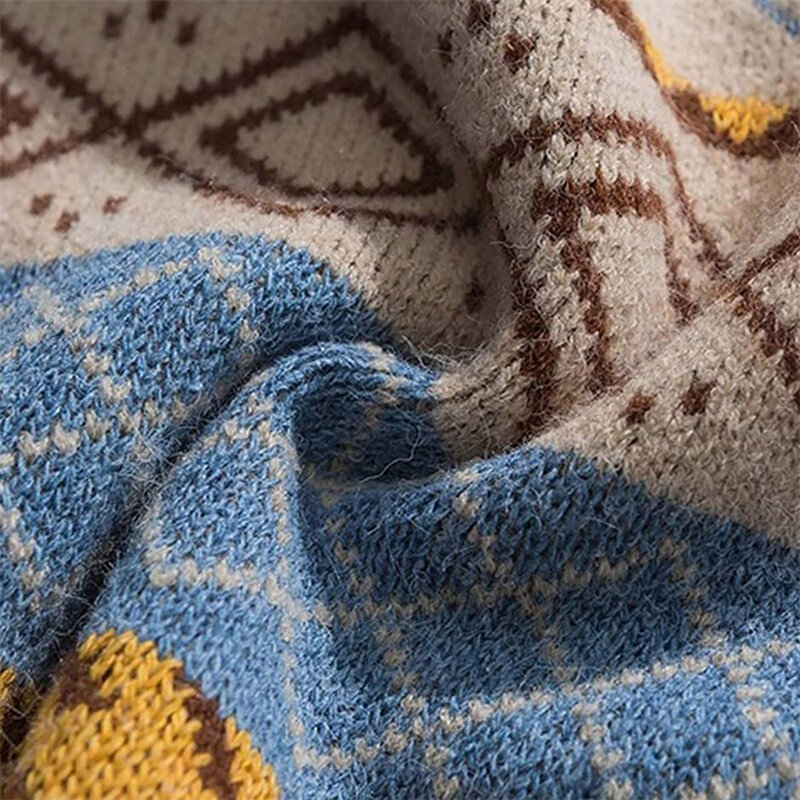 Suéter de cachemira para hombre, jerseys de cuello redondo a rayas de gran tamaño, estilo perezoso, Retro, informal, Harajuku, knited, Unisex