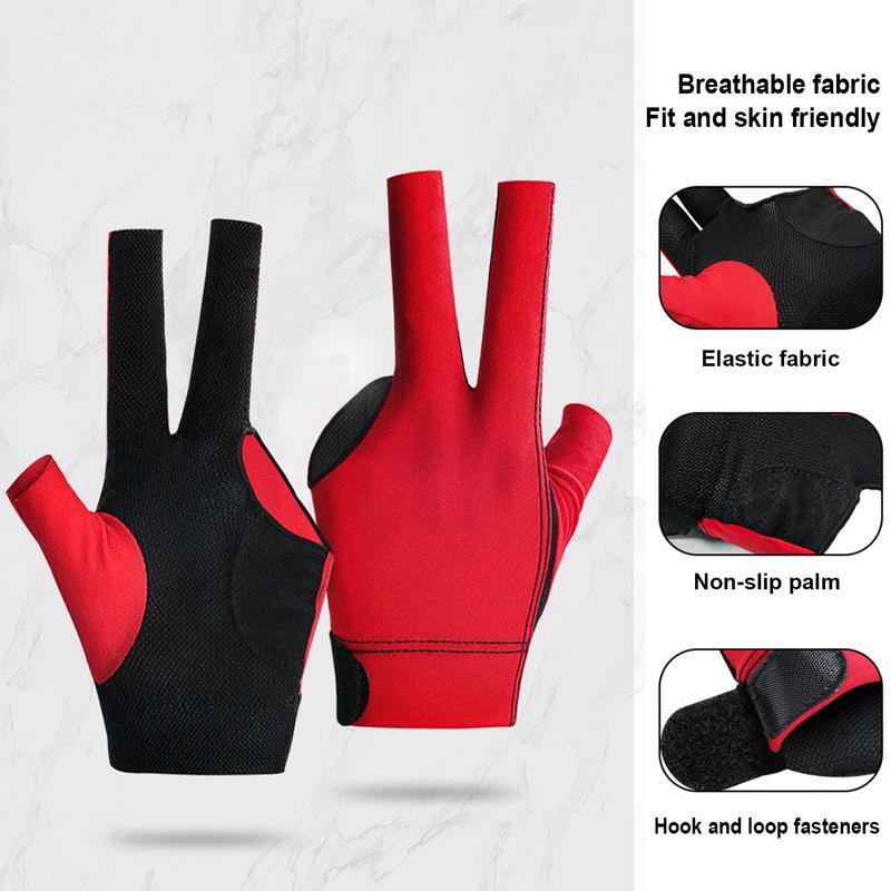 Billard handschuhe zeigen drei Finger Snooker1 spezielle hochela tische rutsch feste atmungsaktive einzelne dünne Halb finger handschuhe atmungsaktiv