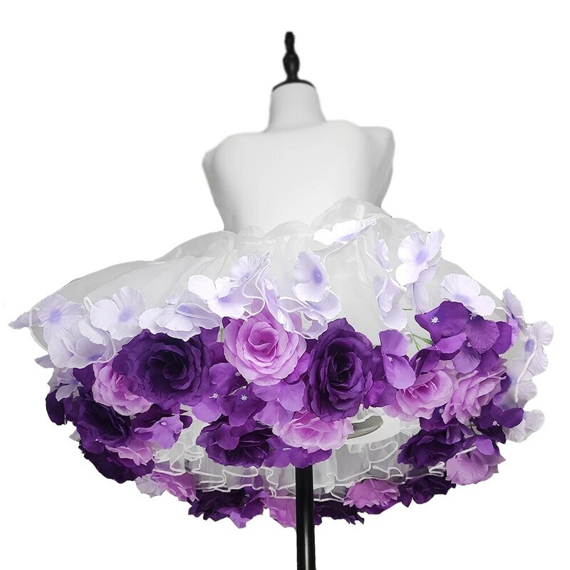 Ręcznie robione kolorowe kwiaty spódnica Lolita wsparcie zbiorów Kawaii krótka sukienka akcesoria do Halloween ładna dziewczyna Korea japonia