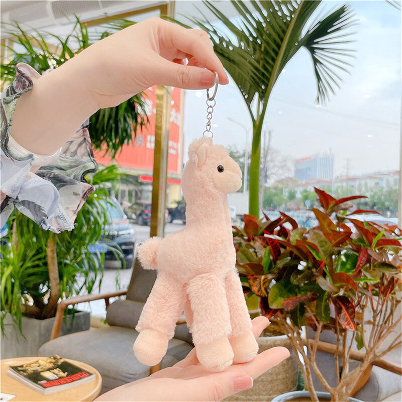 Alpaca Pendant Keychains Soft Stuffed Sheep Llama Animal Little Doll Plush Toy Bag Pendant Keychain For Women Kid Jewelry Gifts