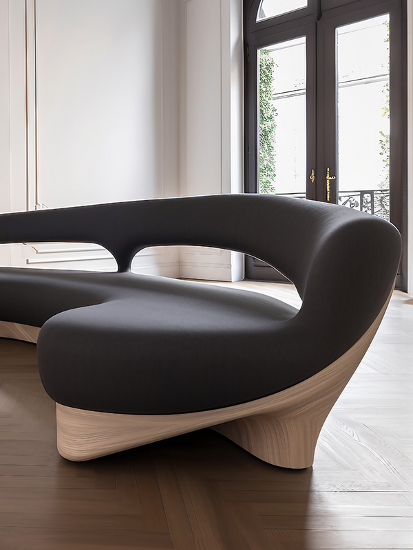 Estilo italiano arte oca tecido curvo sofá, mobiliário moderno, design internacional