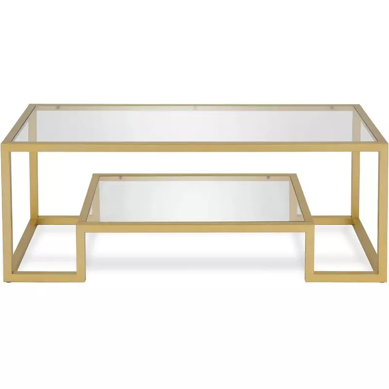 Coffee table, 45 inch wide brass rectangle, modern living room, coffee table, studio essentials