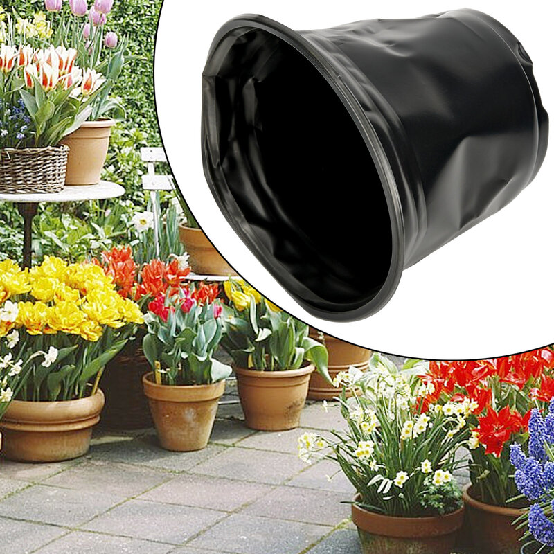 Pot tanaman bambu bulat dekorasi taman, Pot bunga hitam kuat plastik dalam ruangan luar ruangan