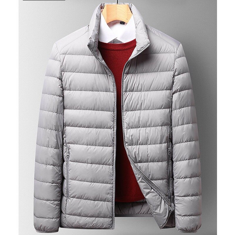 Jaket bulu angsa hangat untuk pria, jaket musim gugur berkualitas tinggi, mantel bulu angsa tipis hangat untuk pria