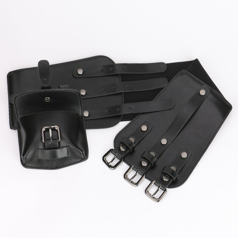 Ceinture large élastique pour femme, ceinture noire, ceinture de longueur réglable, accessoires de mode rétro, décoration de mini-sac pour femme