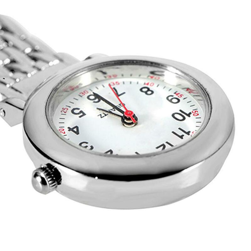 스테인레스 스틸 포켓 시계, 아랍어 숫자 쿼츠 브로치, 의사 교수형 간호사 포켓 시계, 여성 남성용 선물 시계