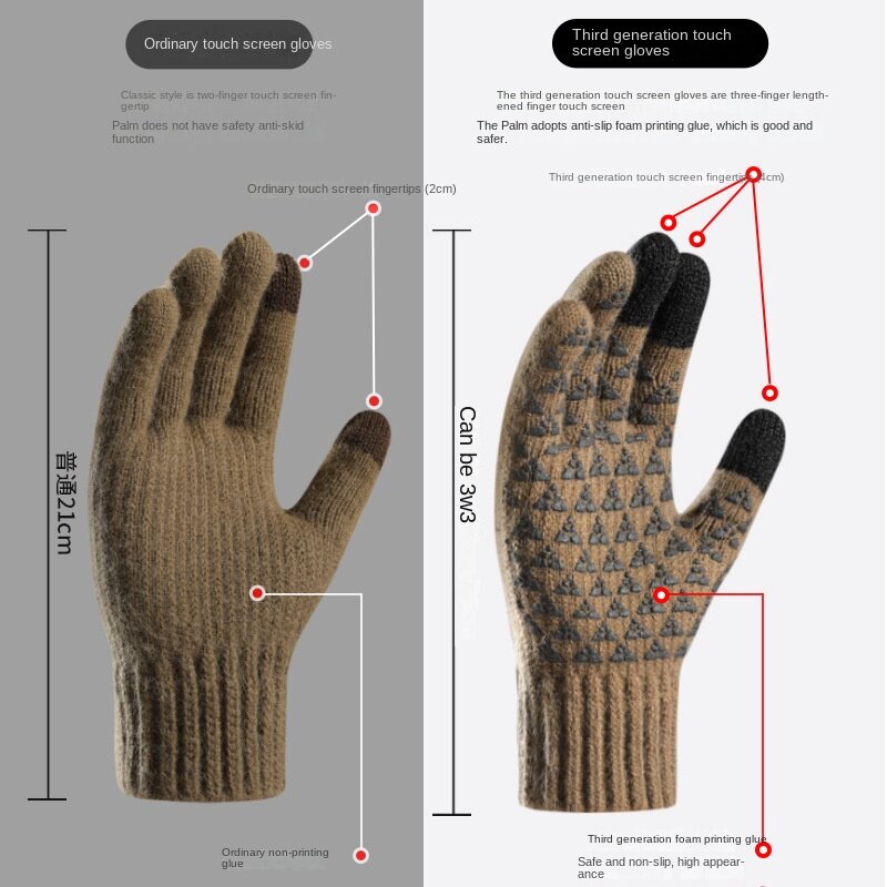 Hot New Winter Wind and skid Men's Gloves Winter Plush Thickened Alpaca Knitted Yarn Cycling Touchscreen Gloves Wholesa