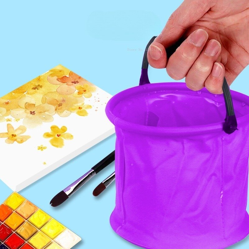 Cor das crianças portátil Folding Bucket, Wash Pen Bucket, Escova de pigmento aquarela, Ferramentas de limpeza, Fine Art Pintura Suprimentos