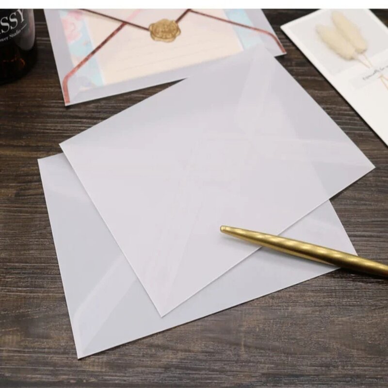 Grote Capaciteit Aangepaste Zwavelhoudende Transparante Envelop Houtpulp Papier Zwavelzuur Papier Hot Stamping Ansichtkaart Transparant