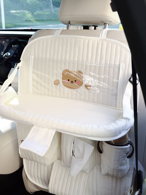 Tas penyimpanan kursi belakang mobil multifungsi, nampan perjalanan anak kursi belakang meja lipat anak-anak