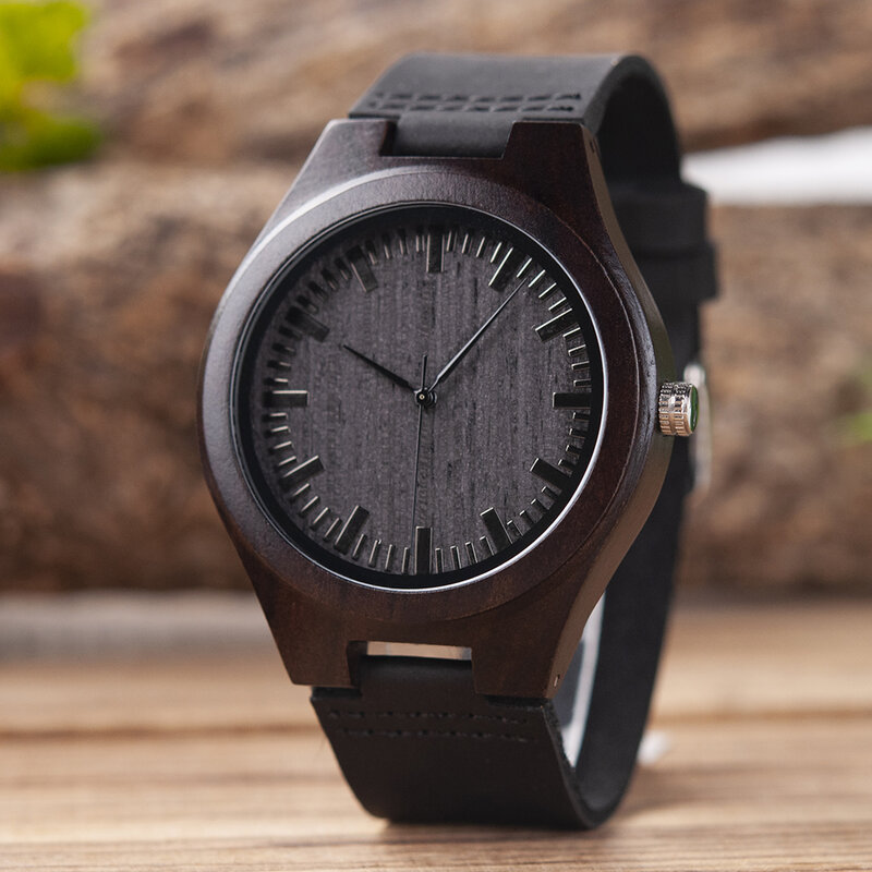 BOBO BIRD Watch Men Women Wooden Quartz Leather Strap Wristwatches Ladies Timepieces Clock Customized Great Gifts DropShipping