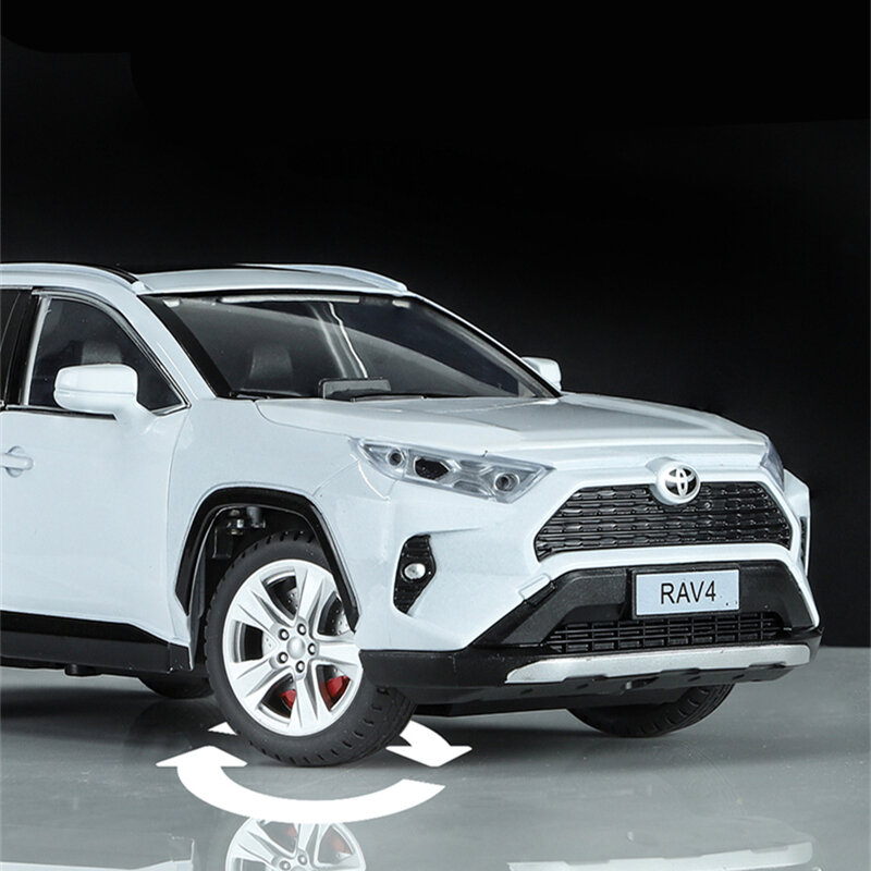 1:24 Toyotas RAV4 SUV Alloy Car Model Diecasts Metal Toy Vehicles Car Model Sound and Light Simulation Collection Childrens Gift