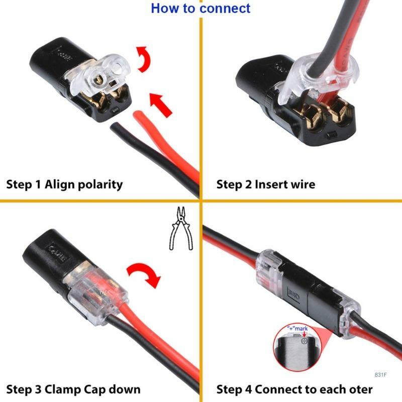 10 pezzi connettore cavo collegabile a 2 pin tipo H connettore cavo senza saldatura morsetto collegamento terminale a