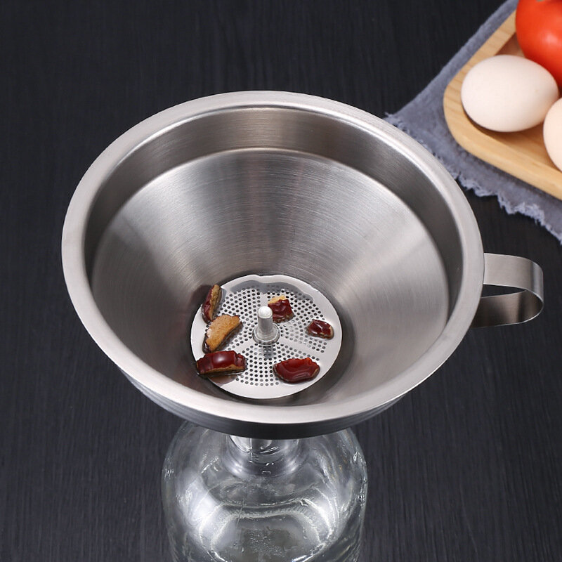 Imbuto in acciaio inox olio da cucina imbuto liquido filtro a imbuto in metallo imbuto a bocca larga per inscatolamento utensili da cucina per la casa