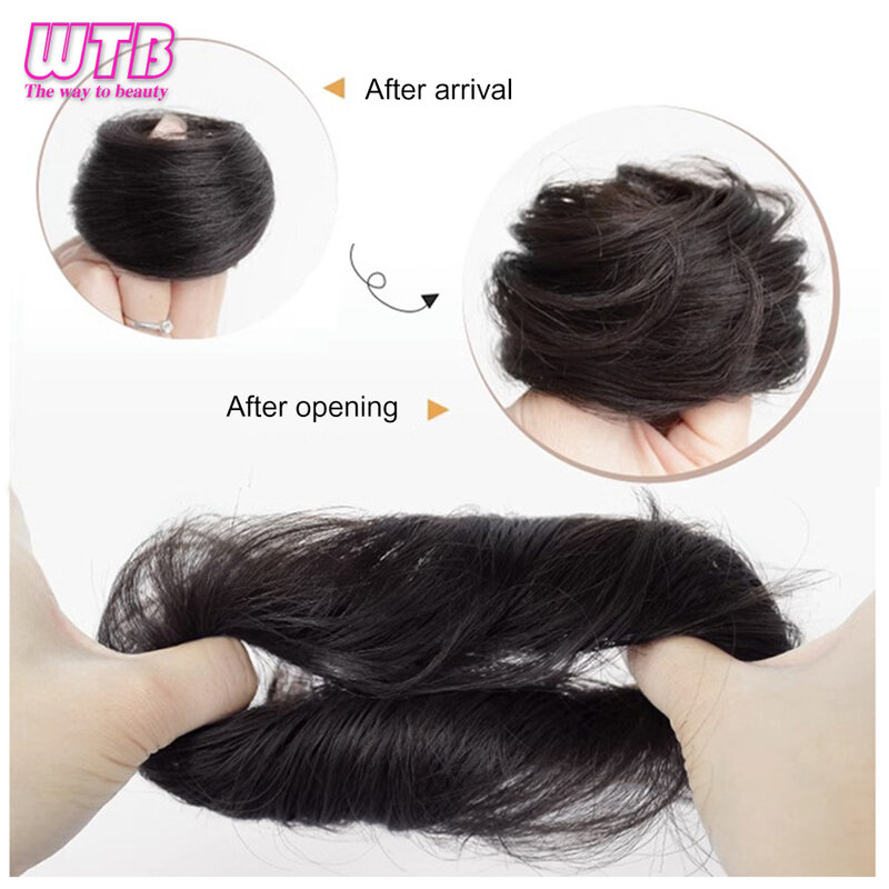 WTB Synthetic Bun Wig Women's Natural Fluffy Straight Hair Ring Wig Half-tied Low-tied Doughnut Wig Chignon