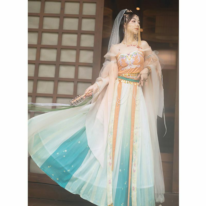 Ancient Chinese Jialuo Dunhuang Flying Princess Exotic Style Girl Improved Hanfu Han Element Western Region Style Clothing