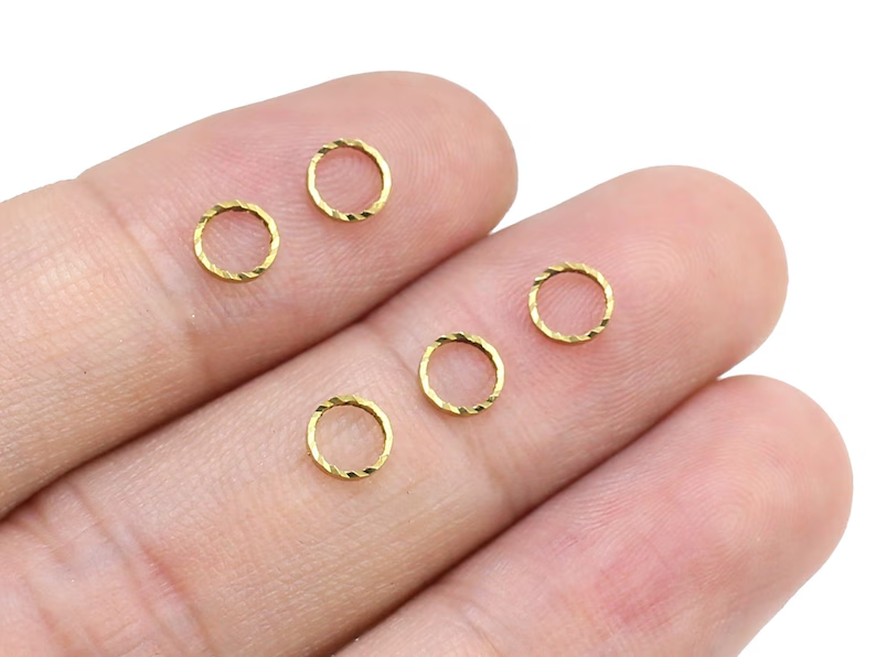 50pcs Round Lace Brass Rings, Link Chain Connector, Round Circle Brass Charm, Jewelry Making, Earring Findings R119