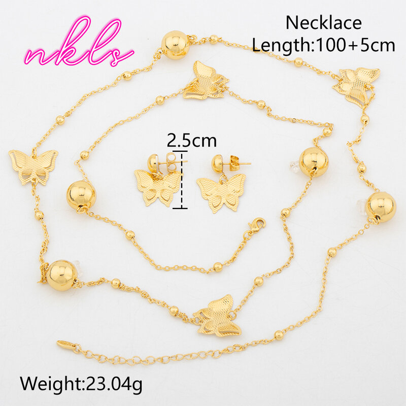 Медное позолоченное ожерелье Дубая богемные серьги-гвоздики набор ювелирных изделий винтажные модные длинные ожерелья для женщин Подарки