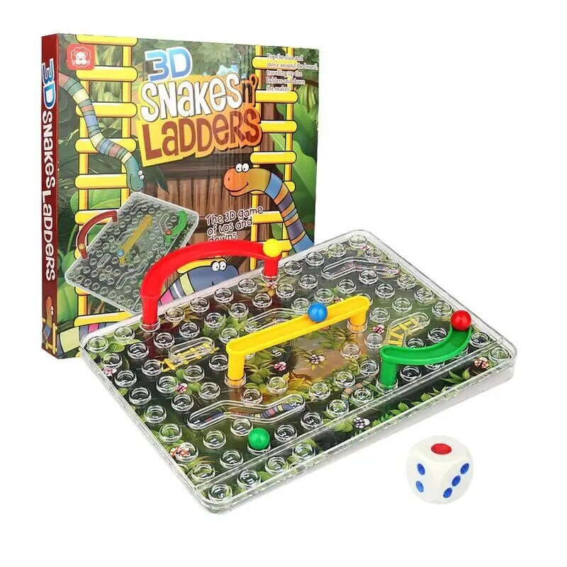 Labirinto portátil Snakes and Ladders Board Game, Pai Filho Interativo Tabletop Game, Jogo de Xadrez para Crianças