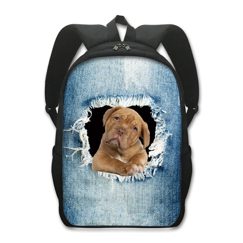 Mochila con patrón de perro vaquero para estudiantes de primaria y secundaria, mochila escolar de gran capacidad para niños y niñas