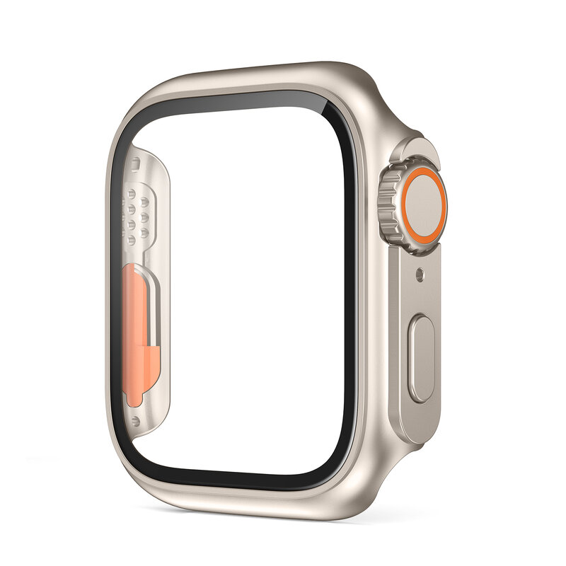 Cubierta firme de PC para caja de Apple Watch, actualización de apariencia de vidrio ultra iWatch Series 9, 8, 7, SE, SE2, 6, 5, 4, 45mm, 41mm, 44mm, 40mm, 42mm, 38mm