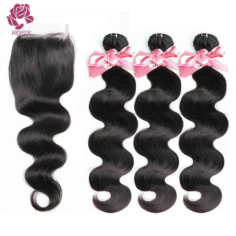 Body Wave Bundles Human Hair With Closure Remy Brazilian Human Hair Bundles With Closure Body Wave Bundles With Closure