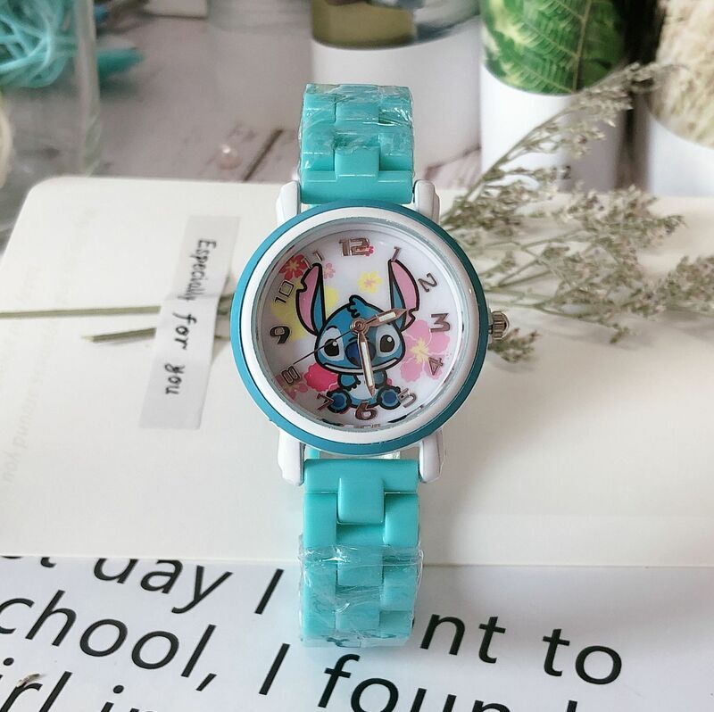 Модные детские часы с диснеевским стежком для девочек, женские часы с мультяшным анимационным рисунком для детей, кварцевые часы, студенческие игрушки, подарок, reloj infantil
