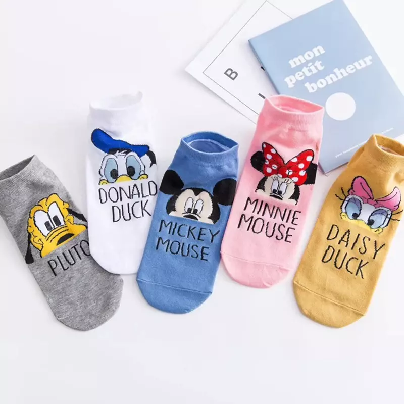 Disney cartoon macio algodão meias curtas para meninas, Minnie e Mickey, fofo, nova moda, 1 par