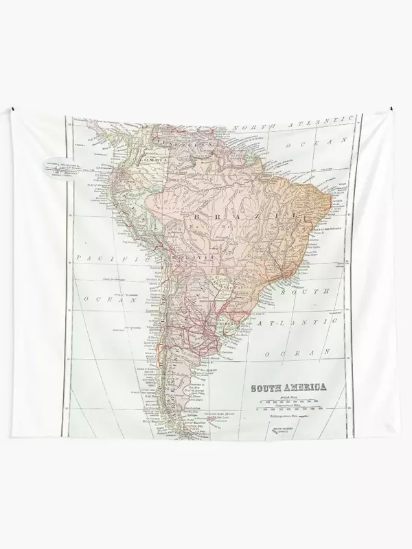 Tapiz de mapa Vintage de América del Sur, decoraciones para su dormitorio, arte de pared personalizado