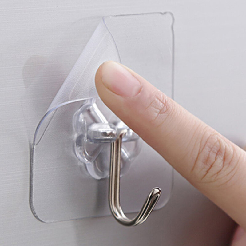 Gancho adhesivo transparente para colgar en la pared, soporte de almacenamiento fuerte sin clavos para cocina y baño, 1 unidad