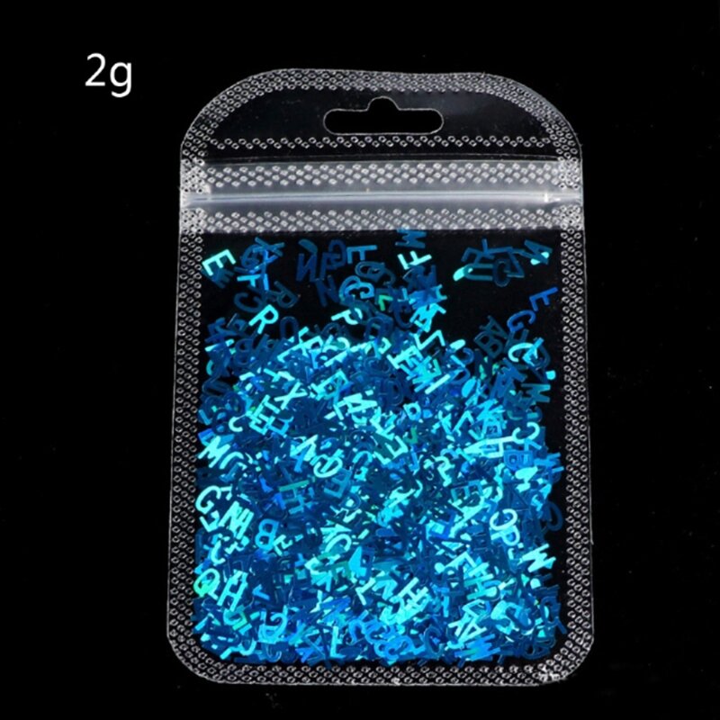 Decoraciones holográficas 3D para decoración de uñas, moldes de resina epoxi UV de cristal para manualidades, rellenos brillantes con letras en inglés, lentejuelas brillantes