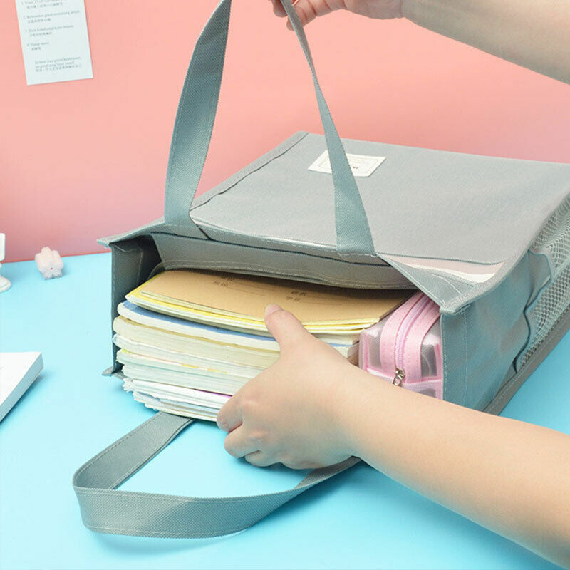 Tas File seni genggam tas buku siswa tas dokumen tas kanvas tas pembawa tahan lama tas organizer seni portabel dengan saku