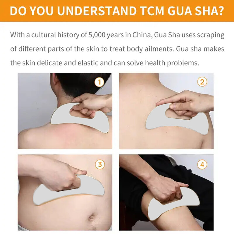 Herramienta de masaje Gua Sha de acero inoxidable, 1 piezas, rascador muscular, herramientas de masaje IASTM para tejido suave relajante