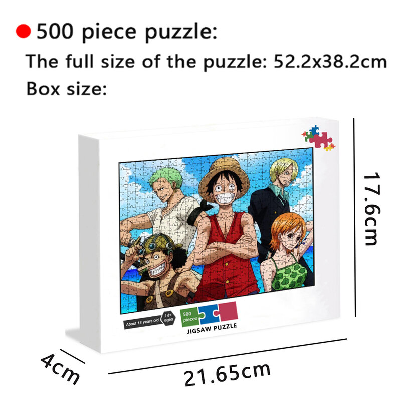 Quebra-cabeças de anime japonês para adultos e crianças, filmes dos desenhos animados Bandai, brinquedos educativos Luffy, 1 pc, 1000 pcs