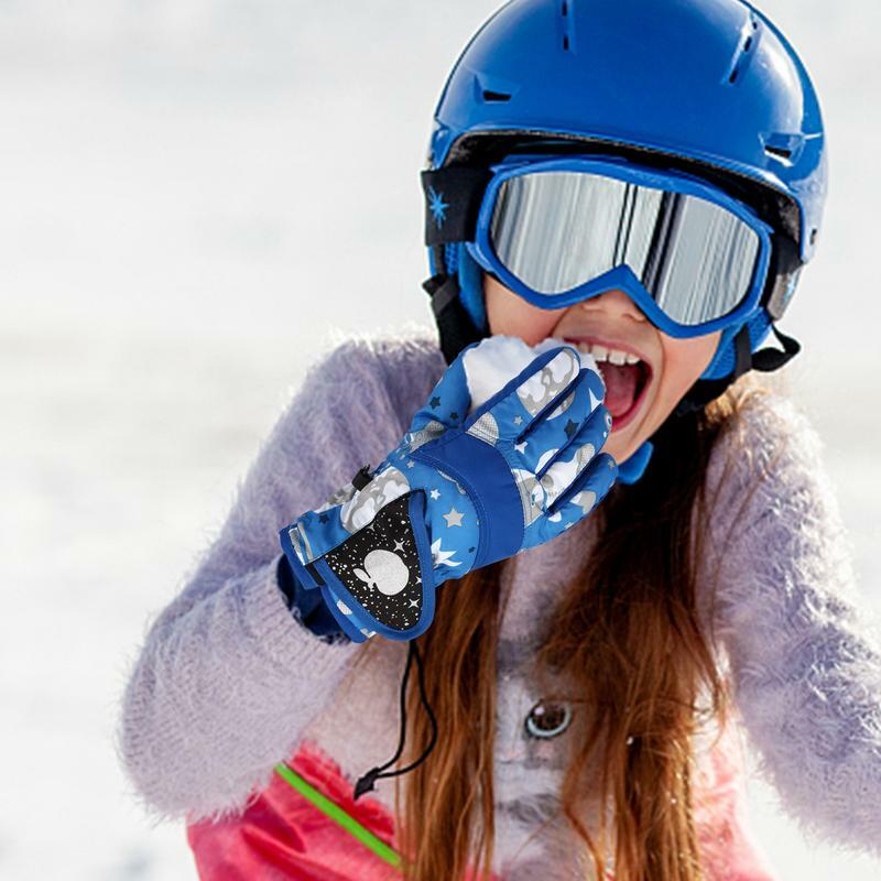 Детские лыжные перчатки, плотные Зимние перчатки для девочек, водонепроницаемые удобные спортивные перчатки, теплые детские перчатки для зимы, холодной погоды