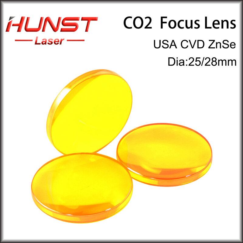 Hunst-Lentille laser CO2 pour machine de découpe laser, pièces de rechange, États-Unis, ZnSe, Mirro Dia 25, mise au point 28mm, 50.8mm, 63.5mm, 76.2mm, 101.6mm, 127mm