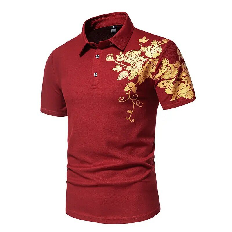 2024 letnia koszulka Polo męska z wysokim wydruk dobrej jakości z krótkim rękawem i kołnierzem Polo męska elegancka koszulki w stylu Casual odzież męska